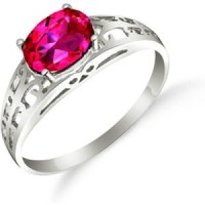 Pink Topaz Demetria Filigree Ring in 18ct White Gold