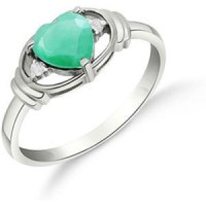 Emerald & Diamond Edeline Heart Ring in 18ct White Gold
