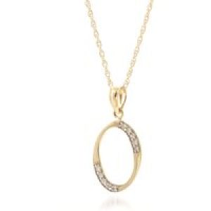 Letter O Diamond Classic Initial Pendant Necklace in 9ct Gold