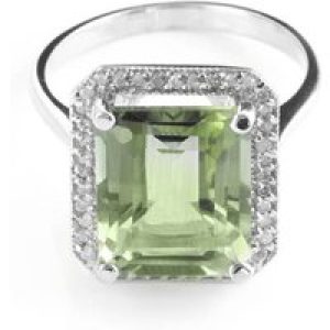 Green Amethyst & Diamond Lilibet Signature Halo Ring in Sterling Silver