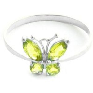 Peridot Mariah Butterfly Ring in 18ct White Gold