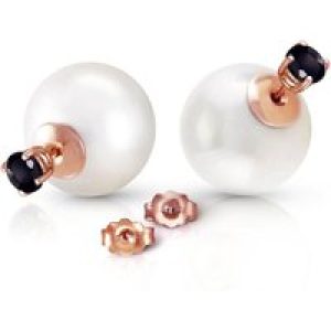 Pearl & Black Diamond Isla Statement Stud Earrings in 9ct Rose Gold