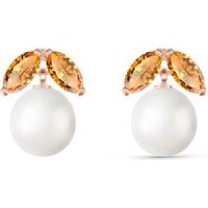 Pearl & Citrine Claudia Petal Stud Earrings in 9ct Rose Gold