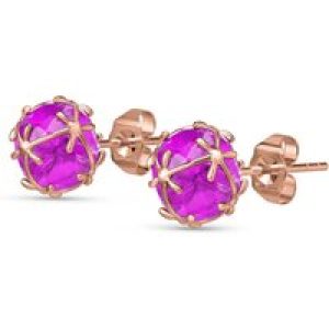Pink Topaz Loretta Detailed Stud Earrings in 9ct Rose Gold