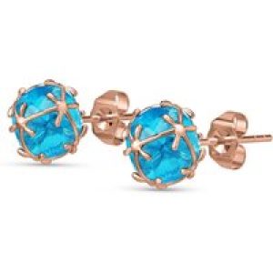 Blue Topaz Loretta Detailed Stud Earrings in 9ct Rose Gold