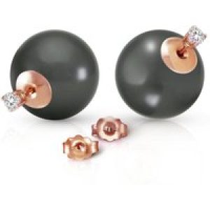 Black Pearl & Diamond Isla Statement Stud Earrings in 9ct Rose Gold