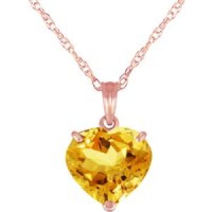Citrine Eloise Understated Heart Pendant Necklace in 9ct Rose Gold