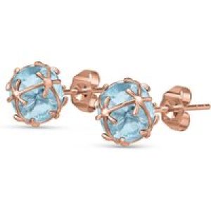 Aquamarine Loretta Detailed Stud Earrings in 9ct Rose Gold
