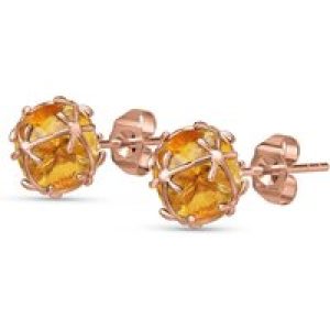 Citrine Loretta Detailed Stud Earrings in 9ct Rose Gold