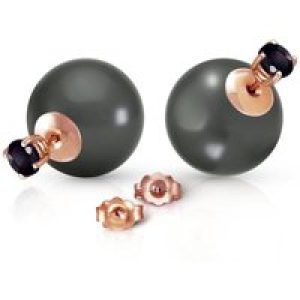 Black Pearl & Black Diamond Isla Statement Stud Earrings in 9ct Rose Gold