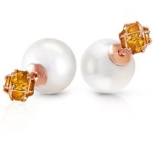 Pearl & Citrine Leah Detailed Stud Earrings in 9ct Rose Gold