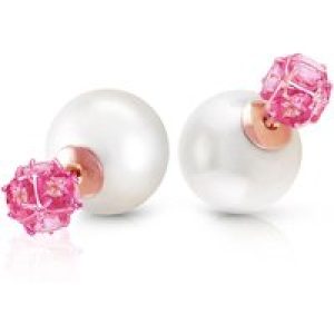 Pearl & Pink Topaz Leah Detailed Stud Earrings in 9ct Rose Gold