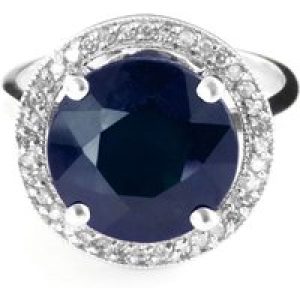 Sapphire & Diamond Octavia Halo Ring in Sterling Silver