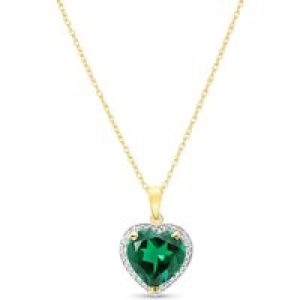 Emerald & Diamond Melody Signature Halo Pendant Necklace in 9ct Gold