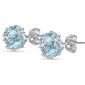 Aquamarine Loretta Detailed Stud Earrings in 9ct White Gold