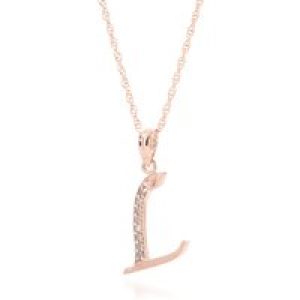 Letter L Diamond Classic Initial Pendant Necklace in 9ct Rose Gold