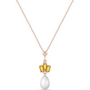 Pearl & Citrine Imogen Ternary Detailed Pendant Necklace in 9ct Rose Gold