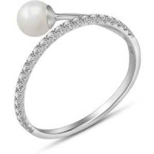 Pearl & Diamond Harmony Asymmetric Ring in 18ct White Gold