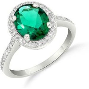 Emerald & Diamond Eve Statement Halo Engagement Ring in 18ct White Gold