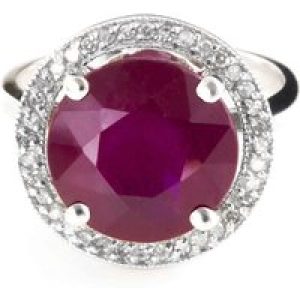 Ruby & Diamond Octavia Halo Ring in 9ct White Gold