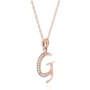 Letter G Diamond Classic Initial Pendant Necklace in 9ct Rose Gold
