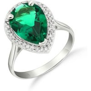 Emerald & Diamond Cosima Signature Halo Ring in 18ct White Gold