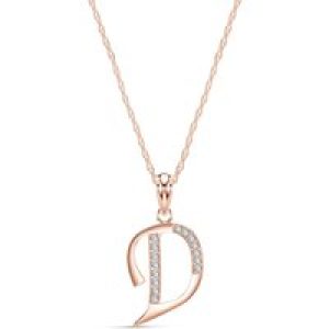 Letter D Diamond Classic Initial Pendant Necklace in 9ct Rose Gold