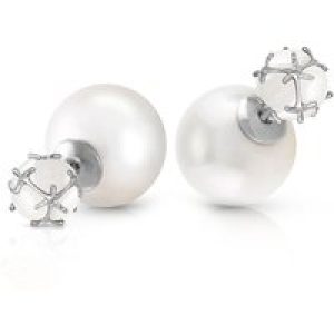Pearl & Opal Leah Detailed Stud Earrings in 9ct White Gold