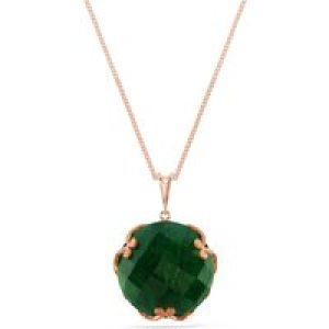 Green Sapphire Beatrix Round Chequer Pendant Necklace in 9ct Rose Gold