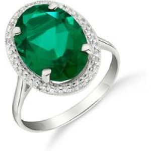 Emerald & Diamond Eve Halo Ring in 18ct White Gold