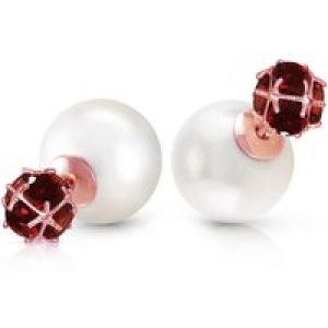 Pearl & Garnet Leah Detailed Stud Earrings in 9ct Rose Gold