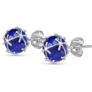 Sapphire Loretta Detailed Stud Earrings in 9ct White Gold