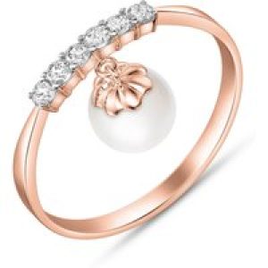 Pearl & Diamond Genova Embellished Droplet Ring in 9ct Rose Gold