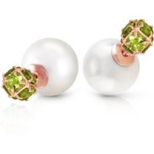 Pearl & Peridot Leah Detailed Stud Earrings in 9ct Rose Gold