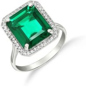 Emerald & Diamond Lilibet Signature Halo Engagement Ring in 18ct White Gold