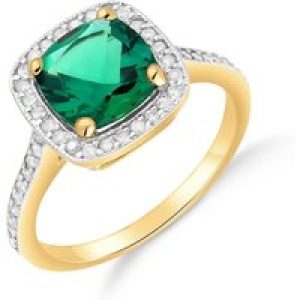Emerald & Diamond Lilla Statement Halo Ring in 18ct Gold