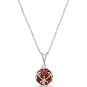 Garnet Loretta Detailed Pendant Necklace in 9ct White Gold