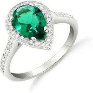 Emerald & Diamond Cerise Embellished Halo Ring in 9ct White Gold