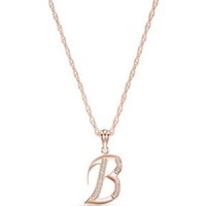 Letter B Diamond Classic Initial Pendant Necklace in 9ct Rose Gold