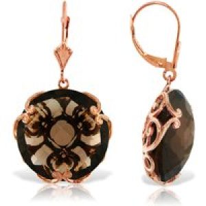 Smoky Quartz Maeve Ornate Chequer Drop Earrings in 9ct Rose Gold