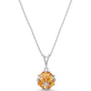 Citrine Loretta Detailed Pendant Necklace in 9ct White Gold