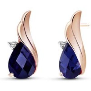 Sapphire & Diamond Veronica Stud Earrings in 9ct Rose Gold