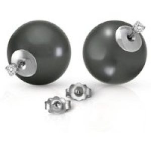 Black Pearl & Diamond Isla Statement Stud Earrings in 9ct White Gold