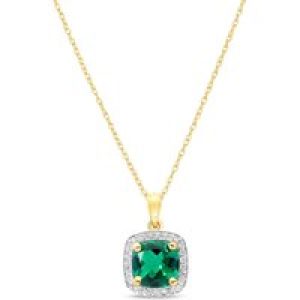 Emerald & Diamond Imogen Statement Halo Pendant Necklace in 9ct Gold