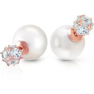 Pearl & Aquamarine Leah Detailed Stud Earrings in 9ct Rose Gold