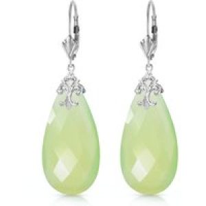 Green Onyx Susannah Signature Filigree Drop Earrings in 9ct White Gold