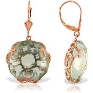 Green Amethyst Maeve Ornate Chequer Drop Earrings in 9ct Rose Gold