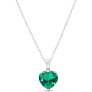 Emerald Juliet Heart Pendant Necklace in 9ct White Gold