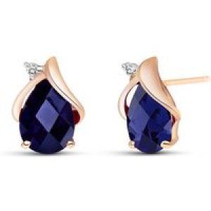 Sapphire & Diamond Bethany Encased Stud Earrings in 9ct Rose Gold