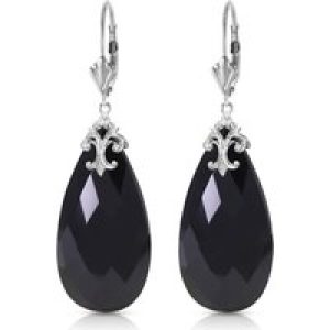 Black Onyx Susannah Signature Filigree Drop Earrings in 9ct White Gold